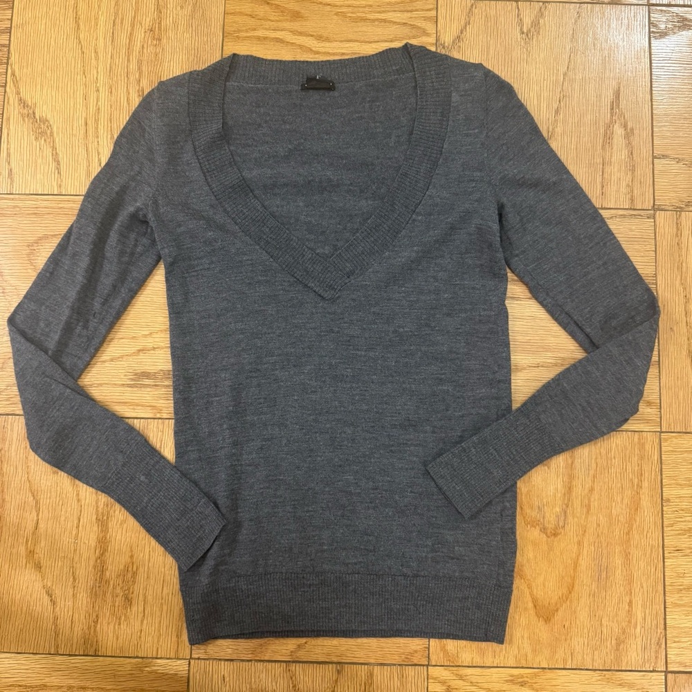 Club Monaco Deep V Grey Wool Sweater